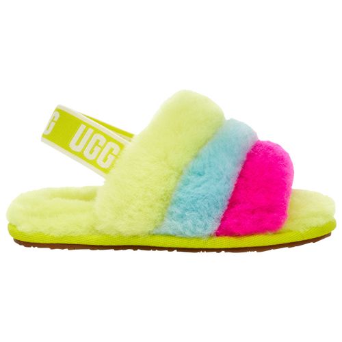 Girls UGG UGG Fluff Yeah Slide - Girls' Toddler Shoe Yellow/Pink/Blue Size 12.0 | Kids Foot Locker (US)
