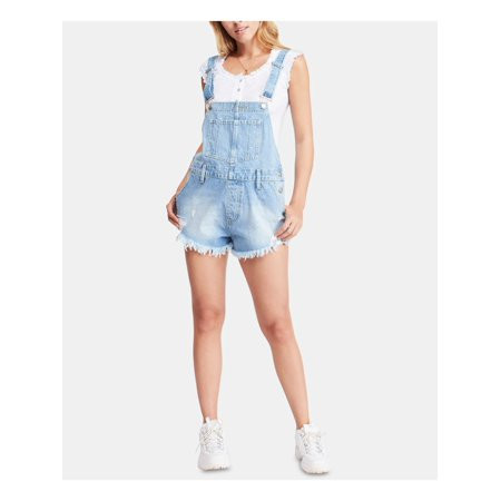 FREE PEOPLE Womens Light Blue Shortalls Denim Romper 27 Waist | Walmart (US)