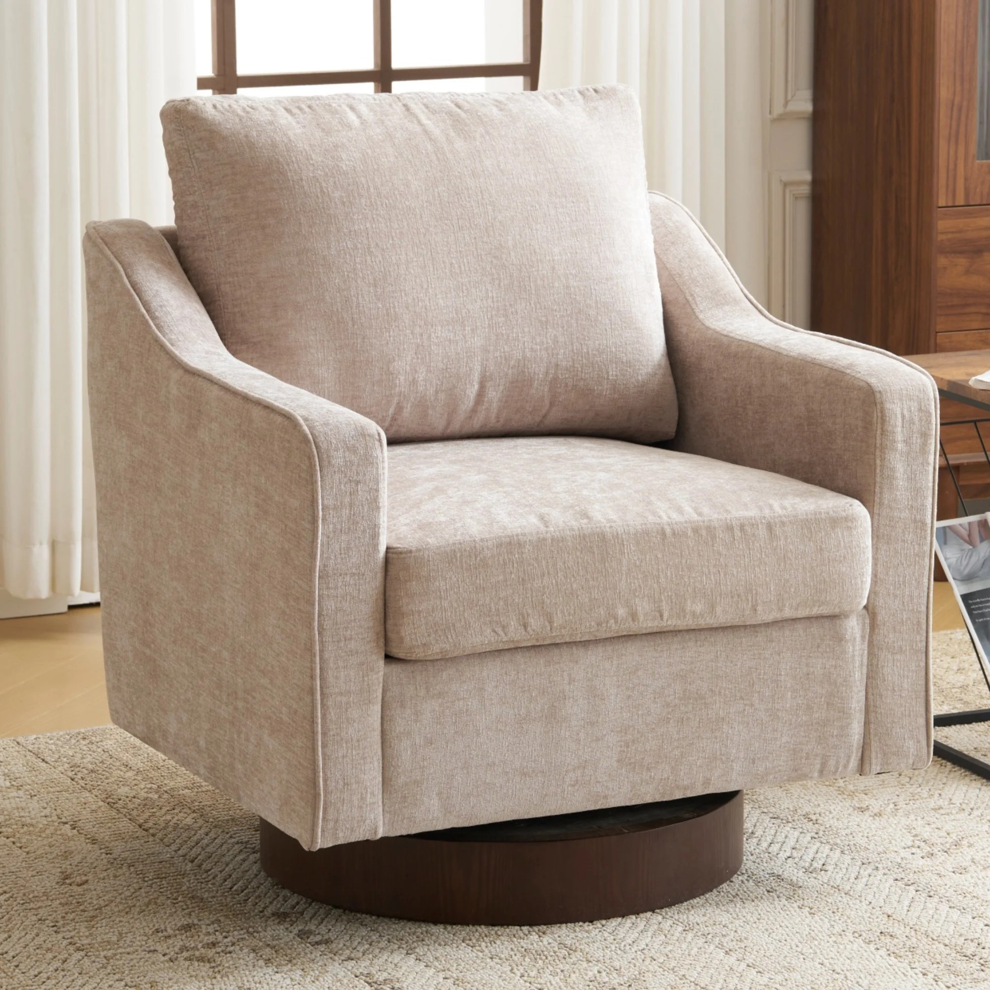 Ktaxon 360° Swivel Accent Chair Soft Chenille Fabric Arm Chair High Resilience Cushion Ideal for... | Walmart (US)