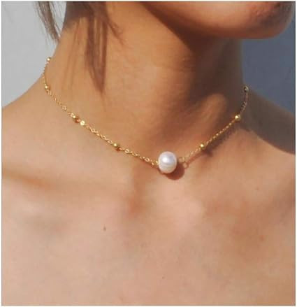 Anglacesmade Bohemia Choker Necklace Pearl Choker Pearl Pendant Necklace Dainty Station Chain Boh... | Amazon (UK)