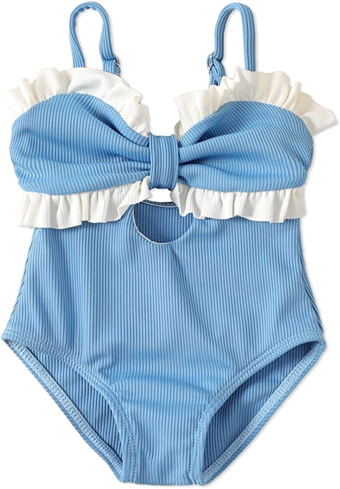 PATPAT Baby Girls One-Piece Swimsuit Stripe Swimwear Baby Girls Summer Beach Bathing Suit 3M-24M | Amazon (US)