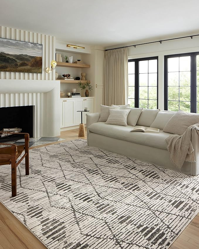 Loloi Kamala Collection KAM-02 Charcoal/Dove 5'-3" x 7'-9" Area Rug | Amazon (US)
