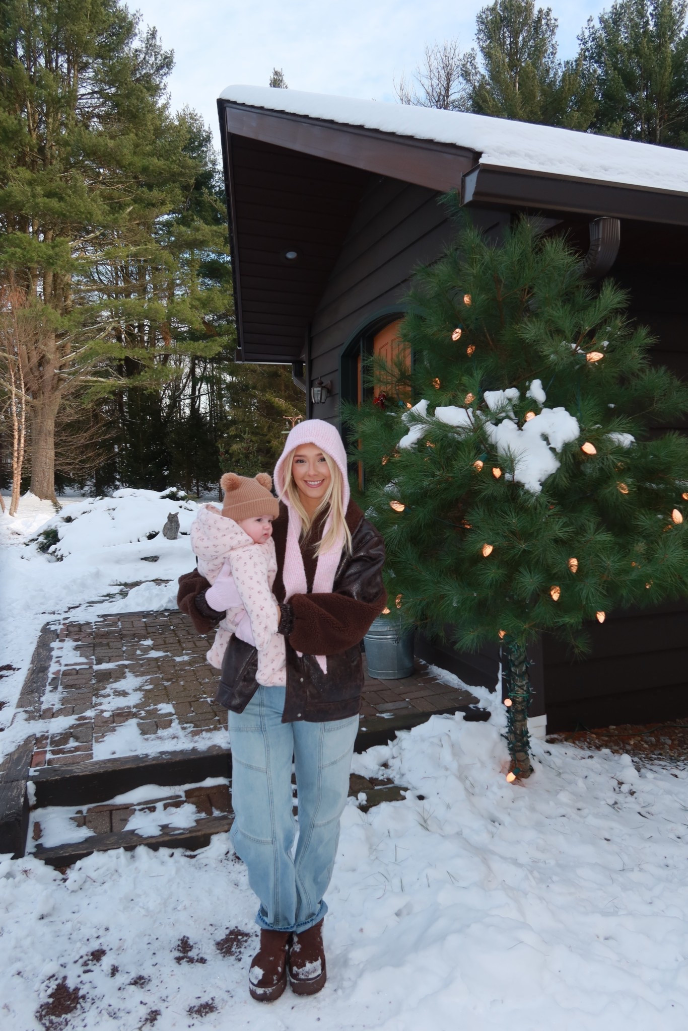 Free People bonnet 🩷
Winter outfit, winter hat, BlankNYC jacket, gap jeans, Christmas tree farm outfit, Christmas, baby snow suit, hooded scarf. 

#LTKootd #LTKHoliday #LTKGiftGuide