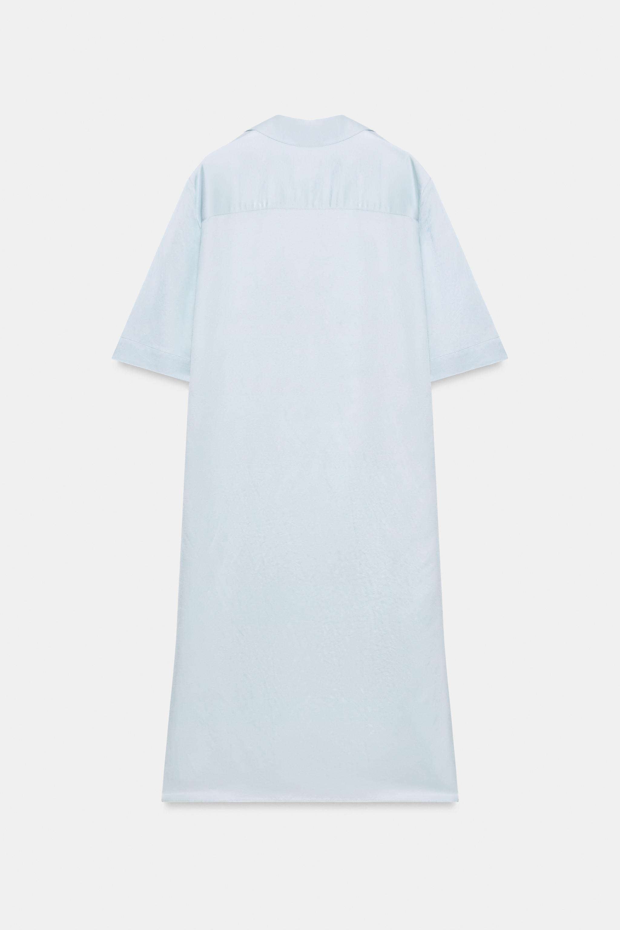 ZARA WOMAN COLLECTIONTunic-style dress made with a 38% linen blend yarn. Lapel collar and short s... | Zara US