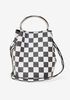Checked Faux Leather Bucket Bag | Ashley Stewart