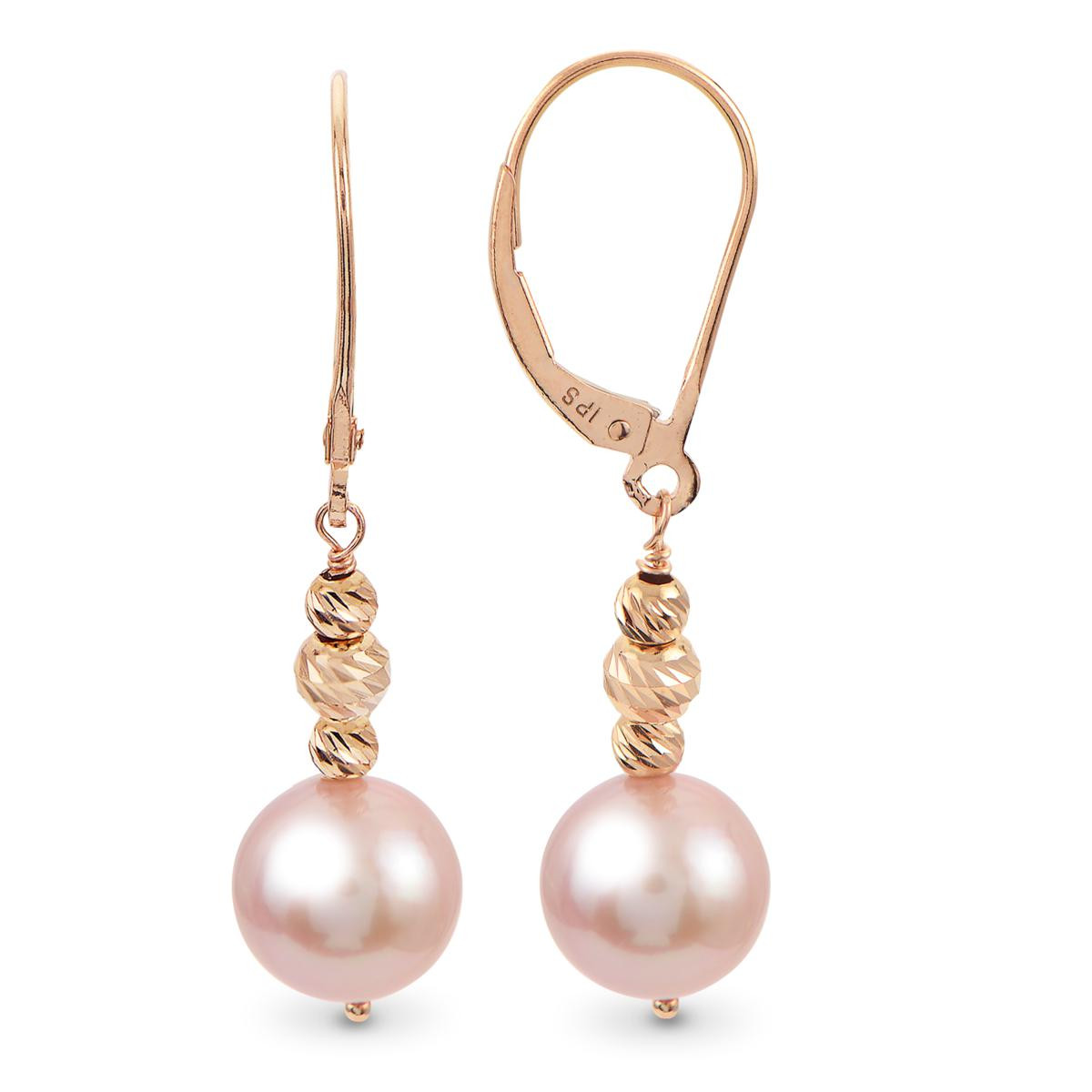 Imperial Pearls 14K Pink Cultured Pearl Brilliance Bead Earrings - 9547181 | HSN | HSN