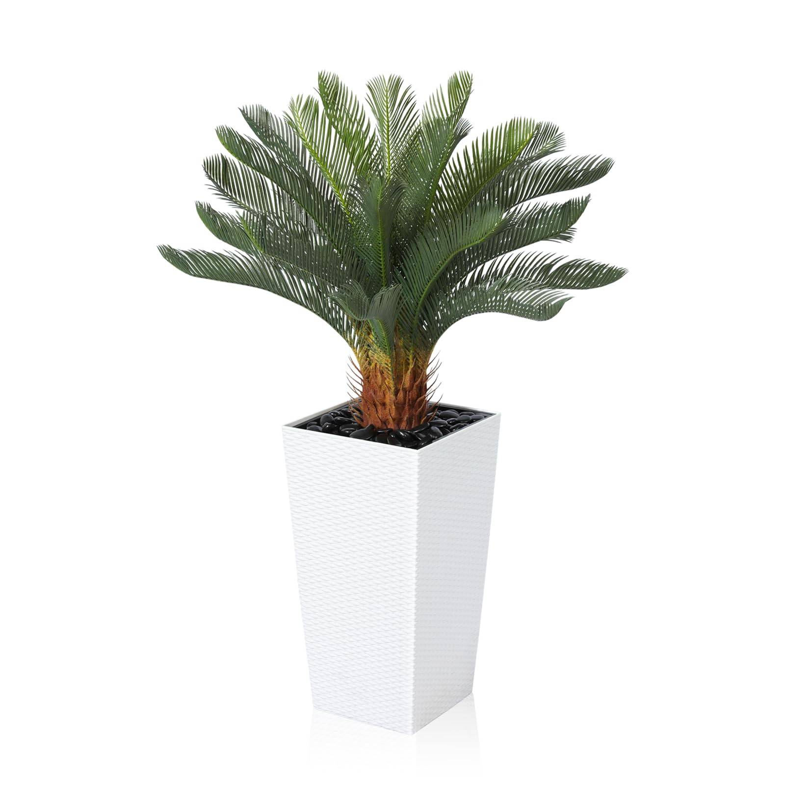 Artificial Cycas Tree,4 FT Faux Cycas Revoluta Sago Palm Trees with Decorative Rocks and Textured... | Amazon (US)