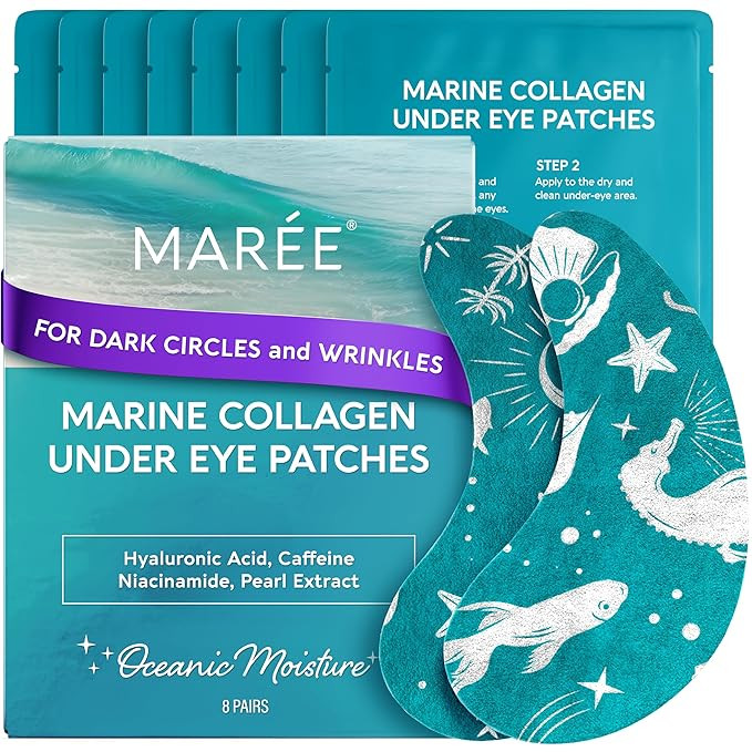 MAREE Hydrating Under Eye Patches for Puffy Eyes and Dark Circles – Marine Collagen & Caffeine ... | Amazon (US)
