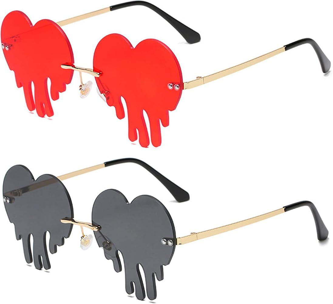 BOJOD Dripping Heart Shaped Sunglasses for Women Heart Glasses Trendy Sunglasses for Party | Amazon (US)