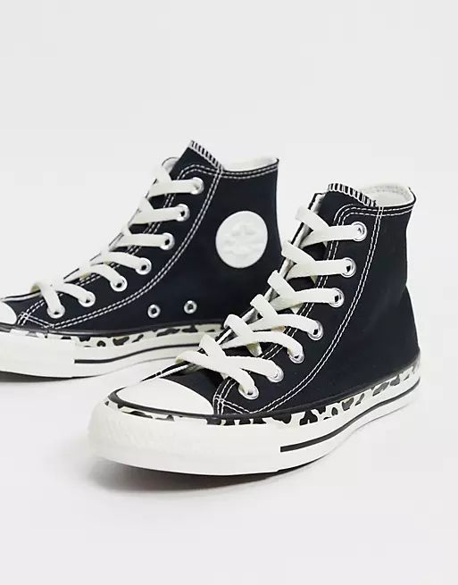 Converse Chuck Taylor with leopard detail trainers in black | ASOS (Global)