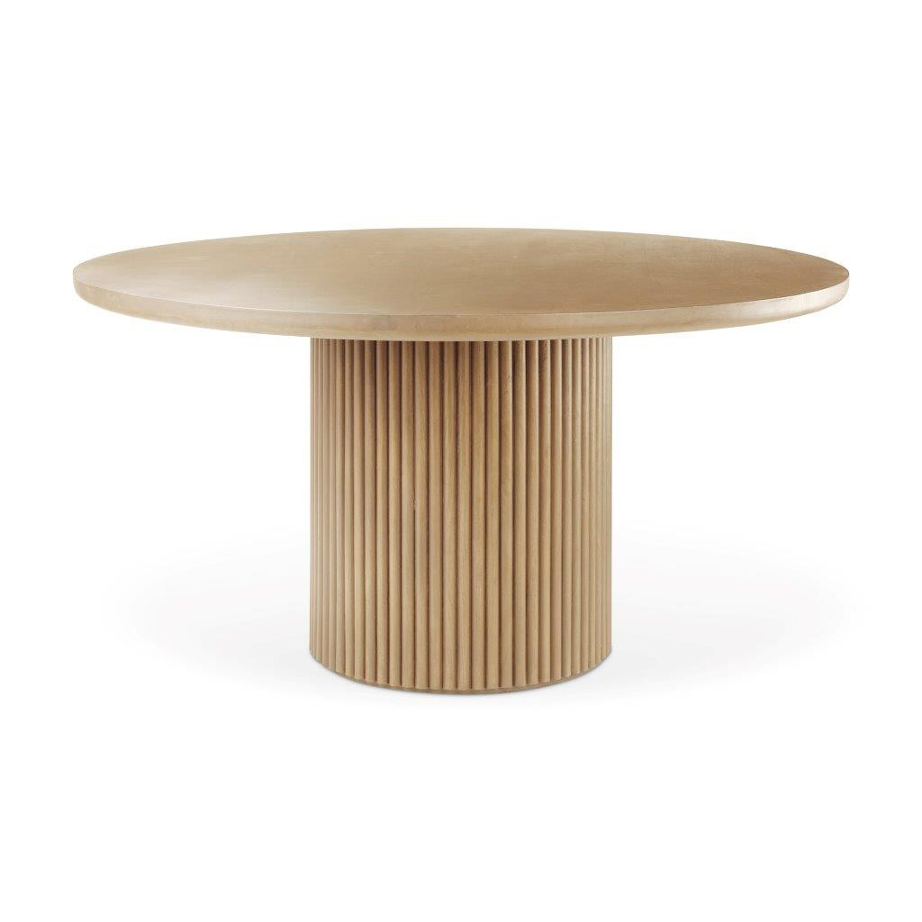 Terra Light Brown Wood Round Fluted Dining Table | 1stopbedrooms