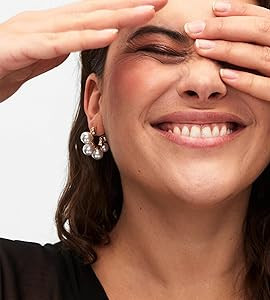 14K Gold Plated Pearl Hoop Earrings for Women, Trendy Pearl Earrings Cuff Lightweight Hypoallerge... | Amazon (US)