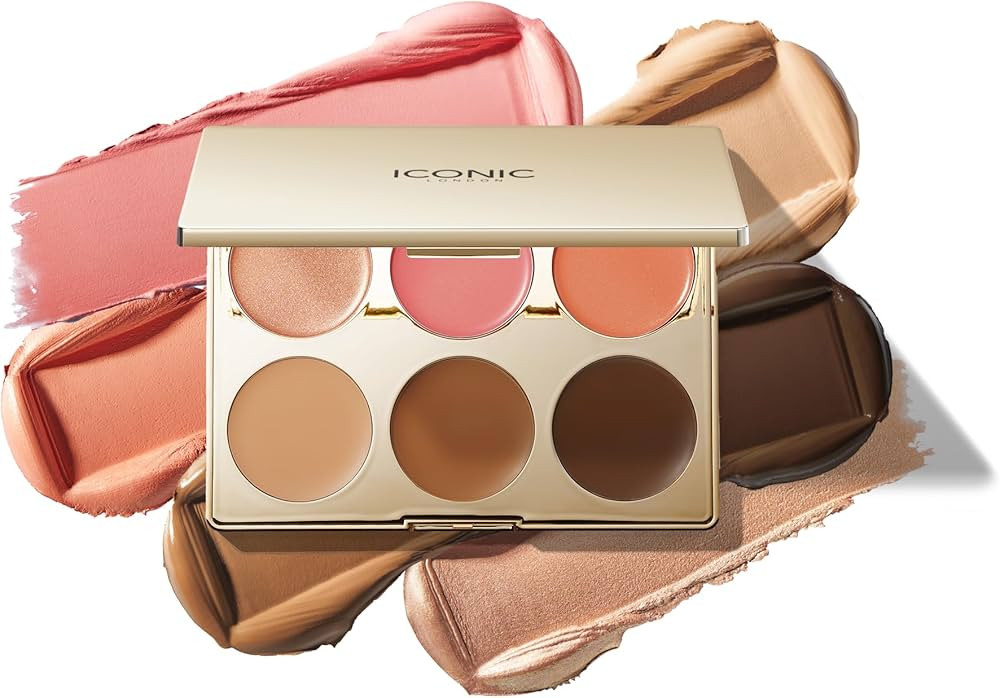 Amazon.com: ICONIC LONDON Multi-Use Cream Blush, Bronze and Highlight Palette | Cruelty-Free, Veg... | Amazon (US)
