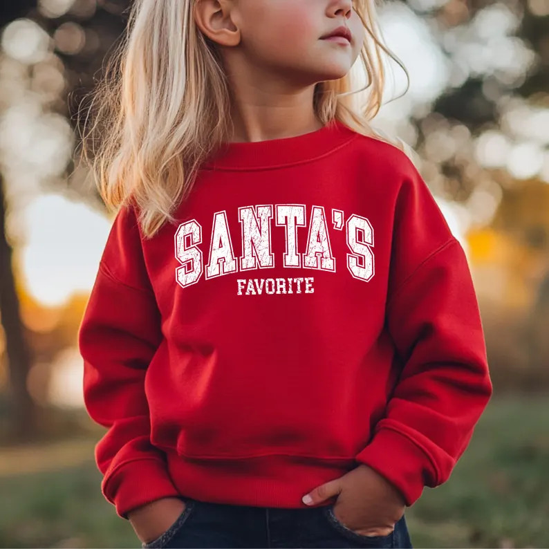 Santa's Favorite Kids Christmas Sweatshirt, Christmas Shirt, Xmas Gift for Toddler, Funny Santa S... | Etsy (US)