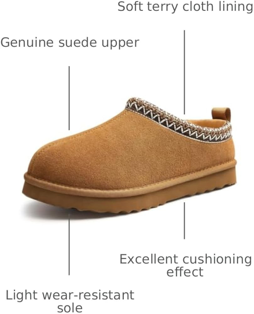Genuine Suede Fuzzy Slippers for Women Winter Warm House Shoes Cozy Mini Boots for Indoor Outdoor | Amazon (US)