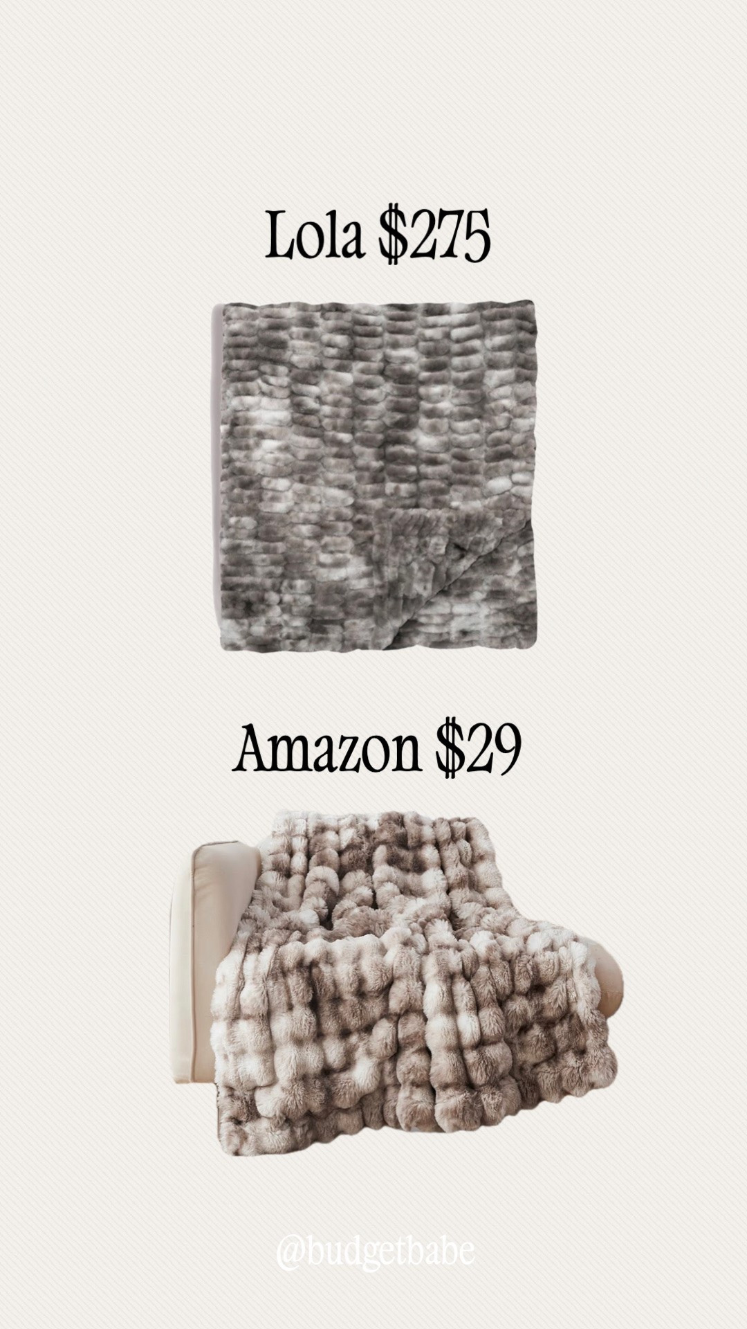 Lola blanket versus Amazon blanket, plush throw look for less lookalike gift idea
