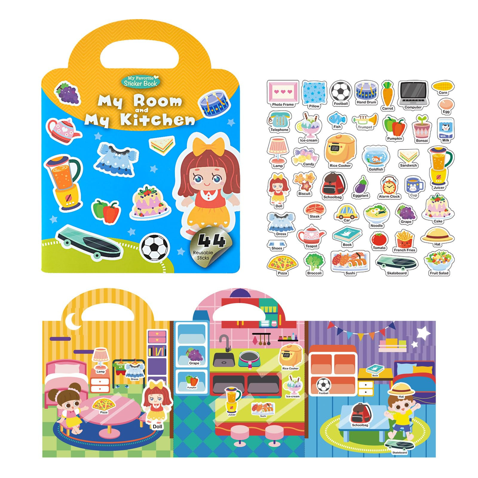 Reusable Sticker Books for Kids, Airplane Train Car Travel Essentials, Toddler Activity Book 1-3 ... | Amazon (US)