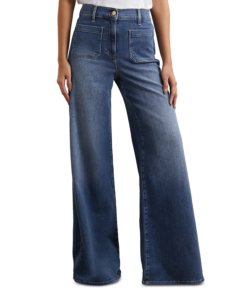 Reiss Petites Bella Wide Patch Pocket Jeans in Mid Blue | Bloomingdale's (US)