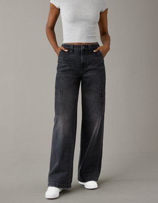 AE Super High-Waisted Baggy Wide-Leg Cargo Jean | American Eagle Outfitters (US & CA)