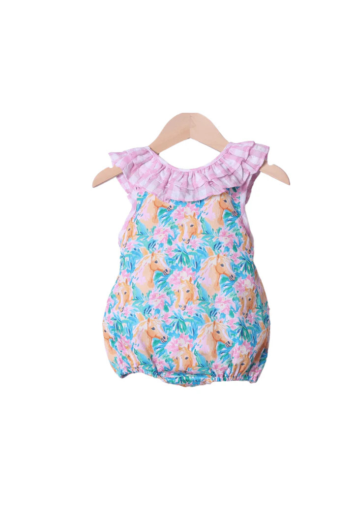 Pink Ruffle Floral Horse Bubble | The Smocked Flamingo