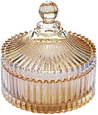 300ml/10oz Glass Candy Dish with Lid Decorative Candy Bowl Crystal Covered Candy Jar Glass Apothecar | Amazon (US)