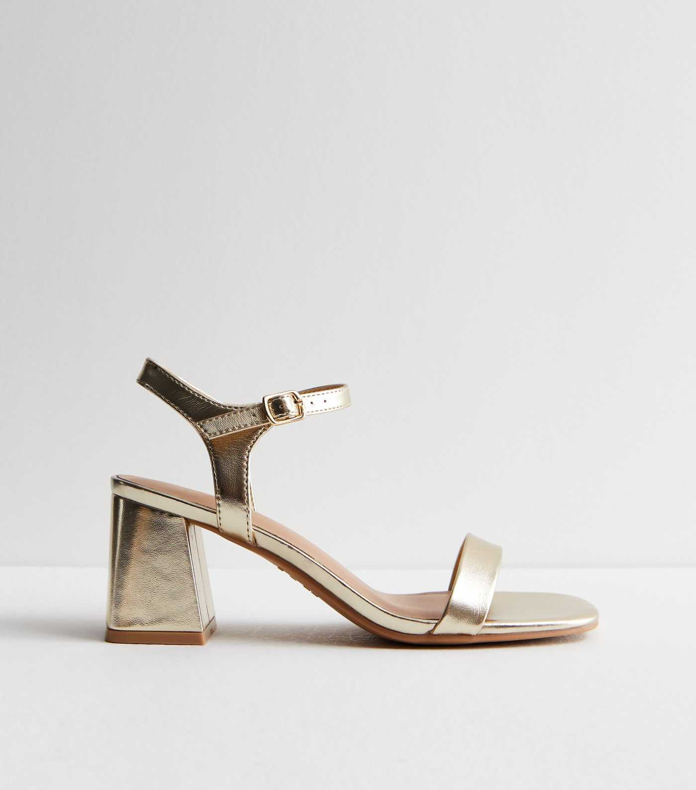 Gold Patent Block Heel Sandals  | New Look | New Look (UK)
