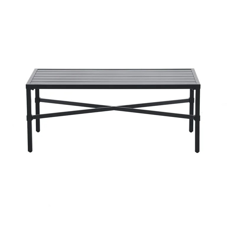 My Texas House Cambria Rectangular Steel Outdoor Coffee Table, Black | Walmart (US)