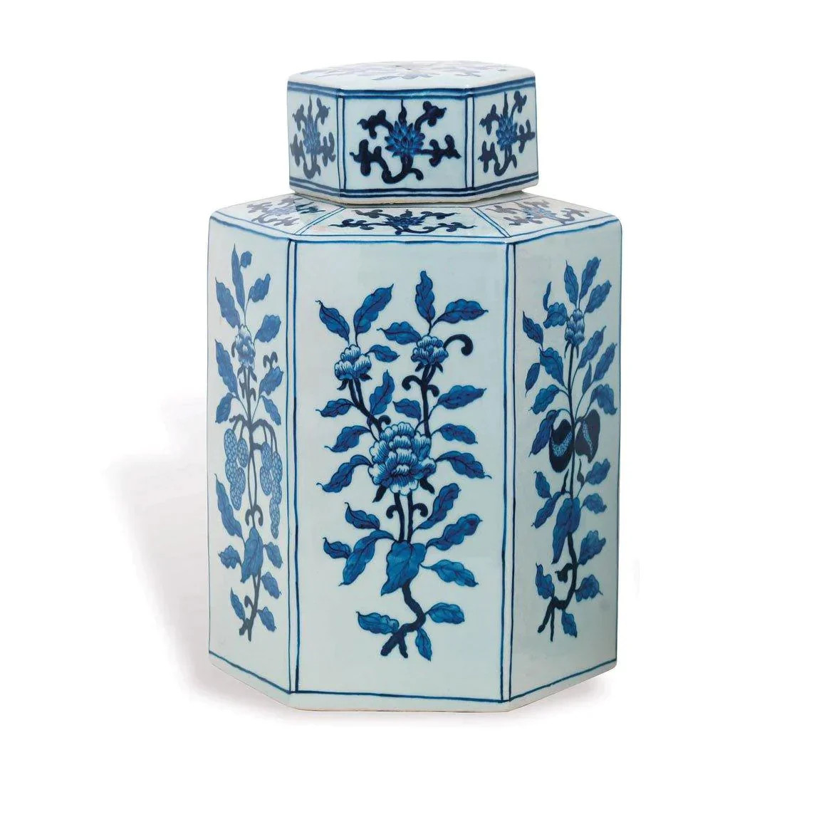 Large Blue and White Porcelain Floral Tea Jar | The Well Appointed House, LLC