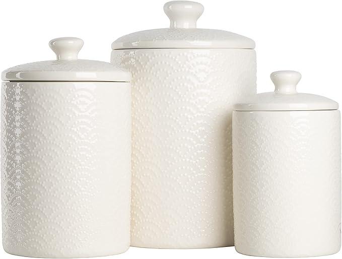 10 Strawberry Street Kitchen Canister Set, 3 Piece, Tide White | Amazon (US)