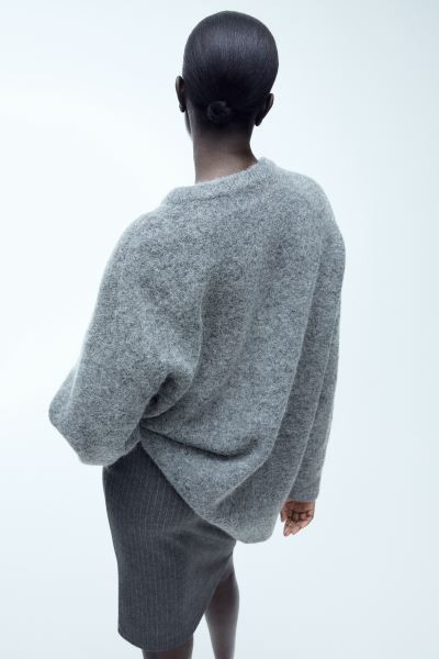 Oversized alpaca-blend jumper - Dark grey - Ladies | H&M GB | H&M (UK, MY, IN, SG, PH, TW, HK)