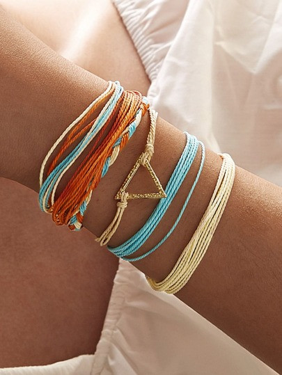 Geometric Decor String Bracelet 6pcs | SHEIN