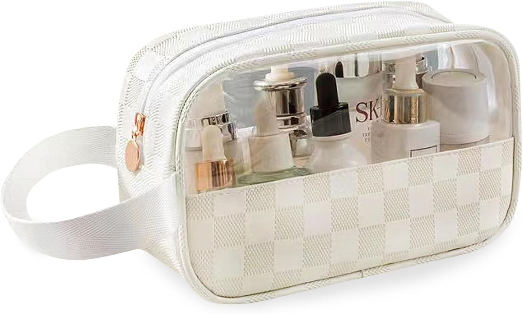 Amazon.com: Bomvabe Clear Makeup Bag Stadium Approved Clear Bag, PU Leather Waterproof Cosmetic T... | Amazon (US)