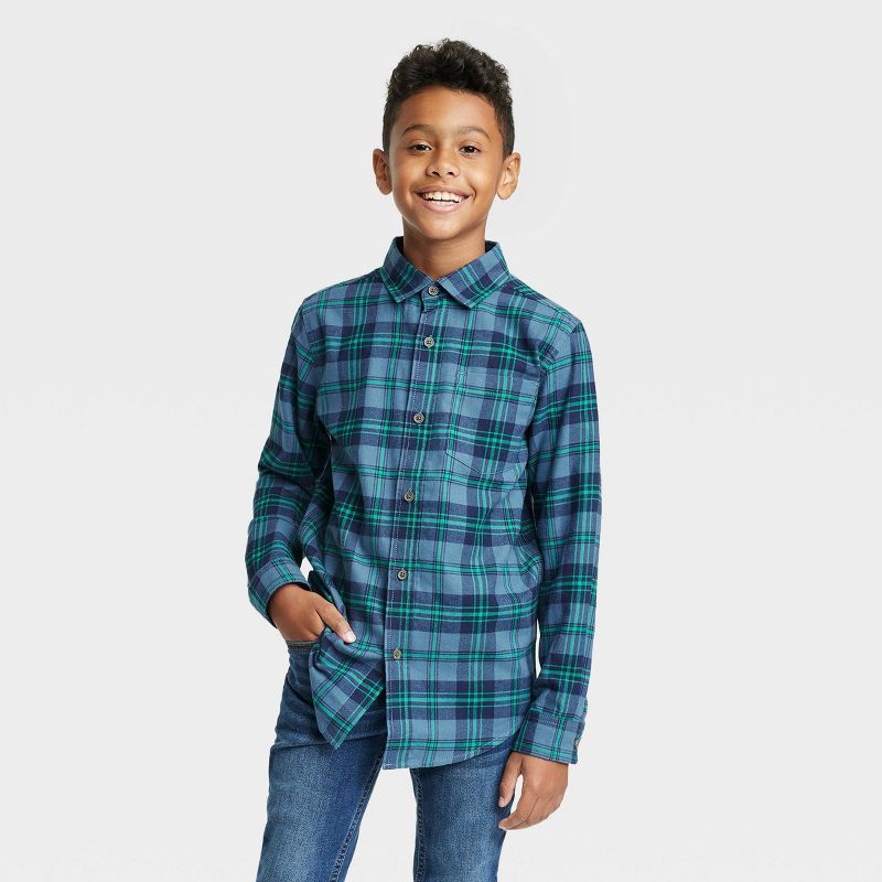 Boys' Button-Down Long Sleeve Flannel Shirt - Cat & Jack™ | Target