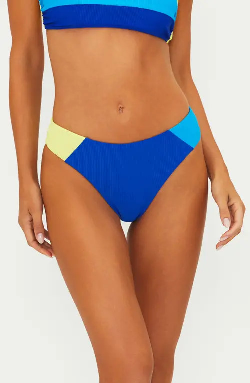 Beach Riot Kimora Colorblock Rib Bikini Bottoms in Riviera Colorblock at Nordstrom, Size Medium | Nordstrom