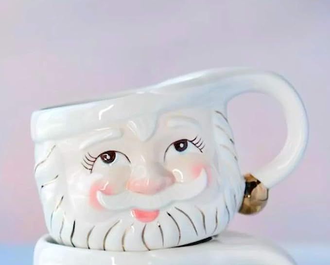 Glitterville Papa Noel Cream Christmas Vintage Santa Eyes Open Mug ‬ | Amazon (US)