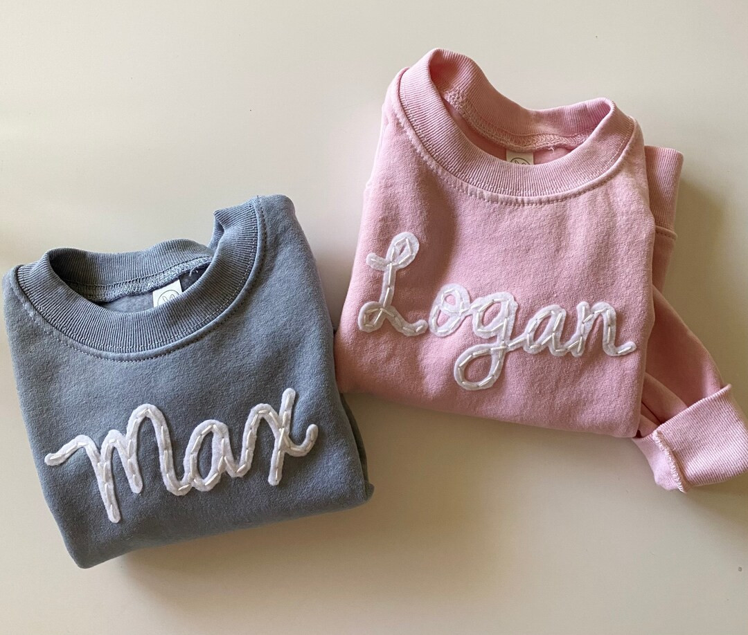 Child Name Sweatshirt Custom Name Sweatshirt Hand Stitched - Etsy | Etsy (US)