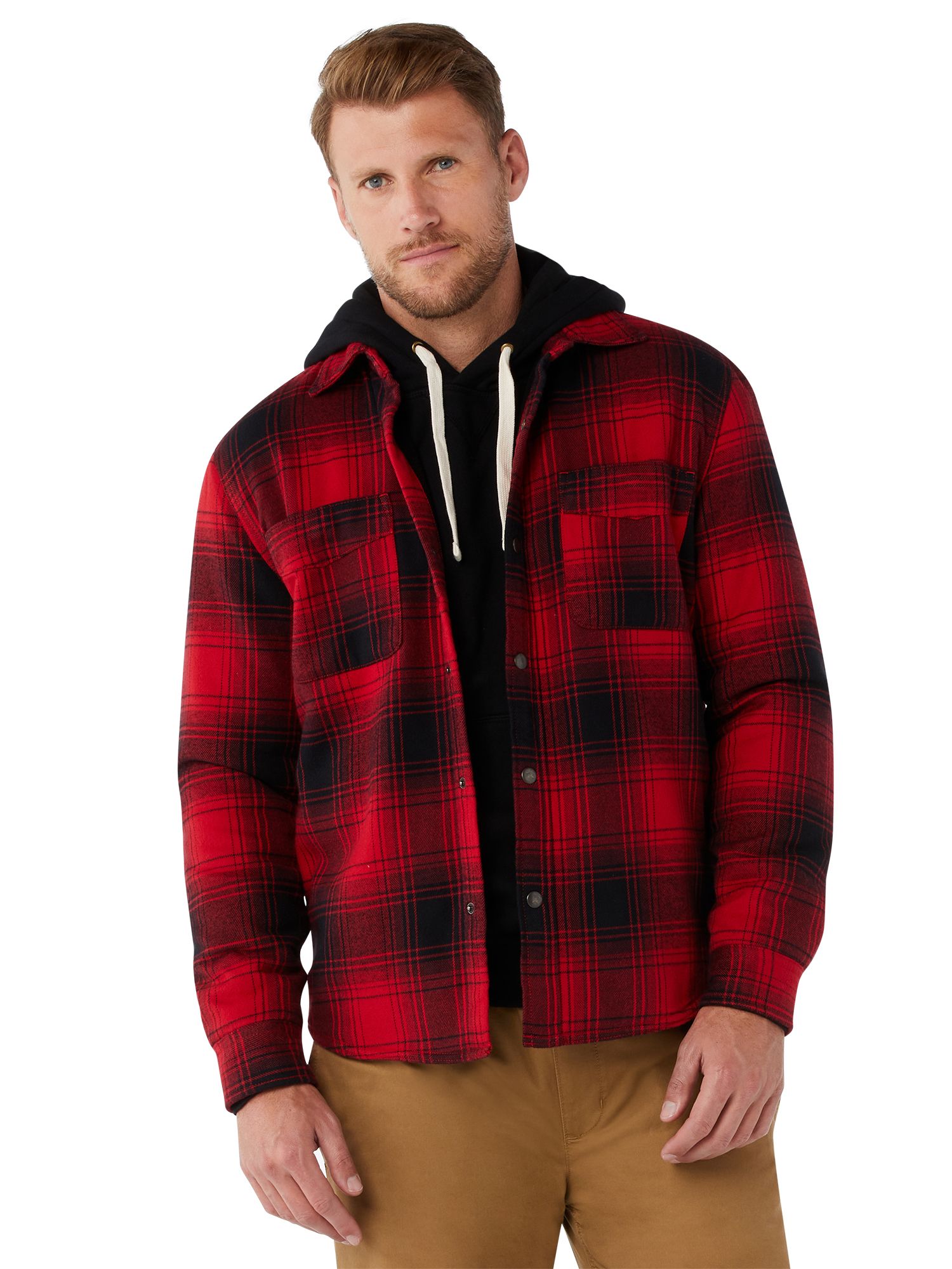 Free Assembly Men's Fleece Lined CPO Shirt Jacket - Walmart.com | Walmart (US)