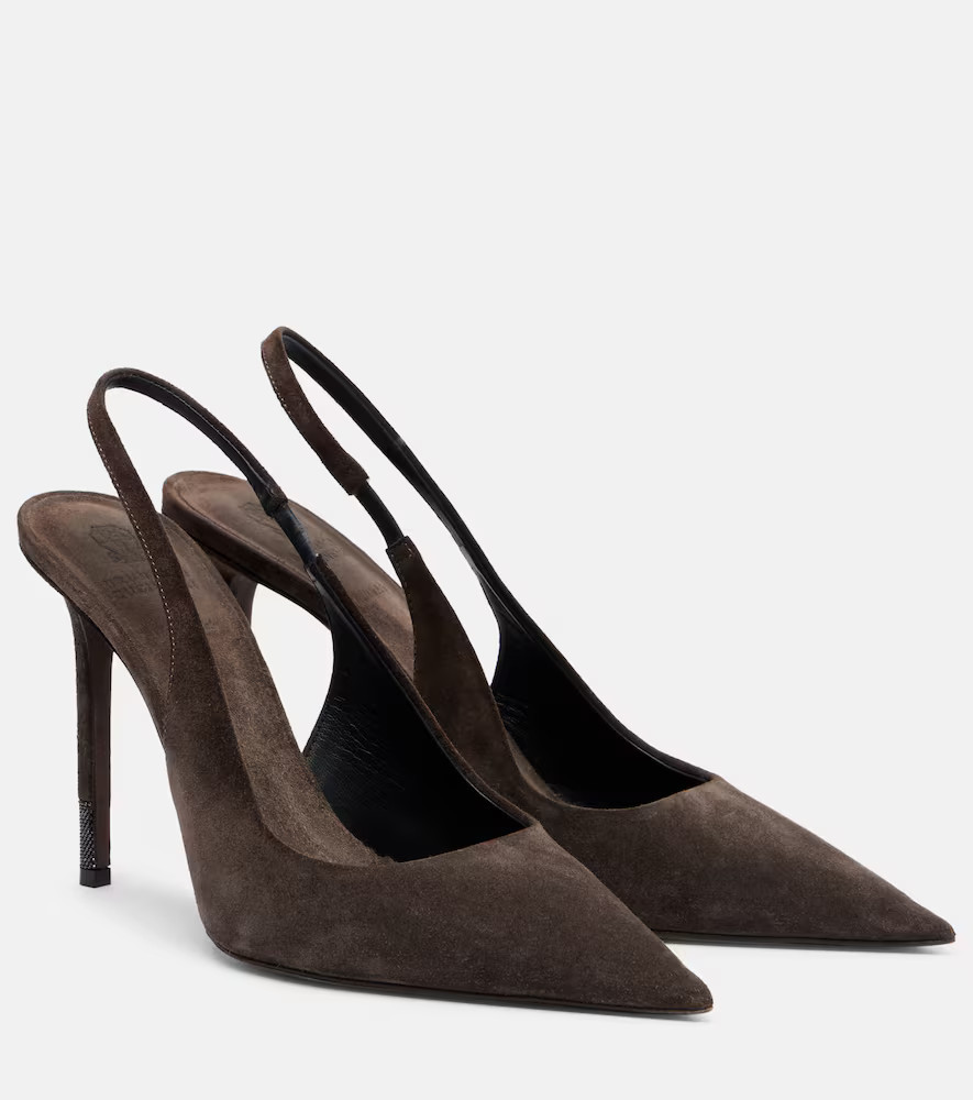 Brunello Cucinelli Monili suede slingback pumps | Mytheresa (INTL)