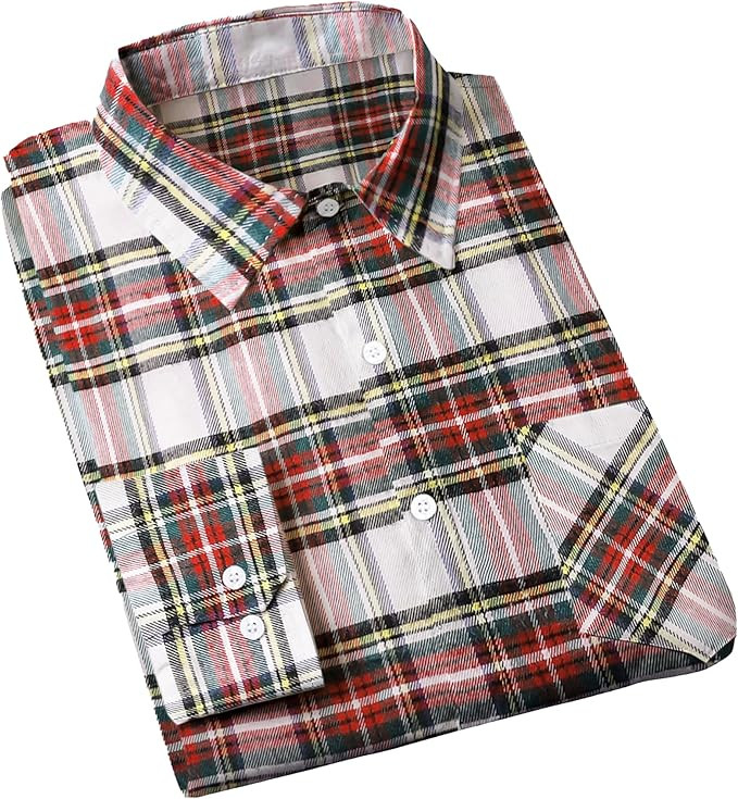 Cromoncent Men's Casual Plaid Flannel Long Sleeve Button Down Shirt | Amazon (US)