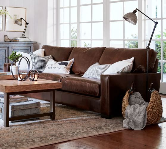 Turner Square Arm Leather Sofa | Pottery Barn (US)