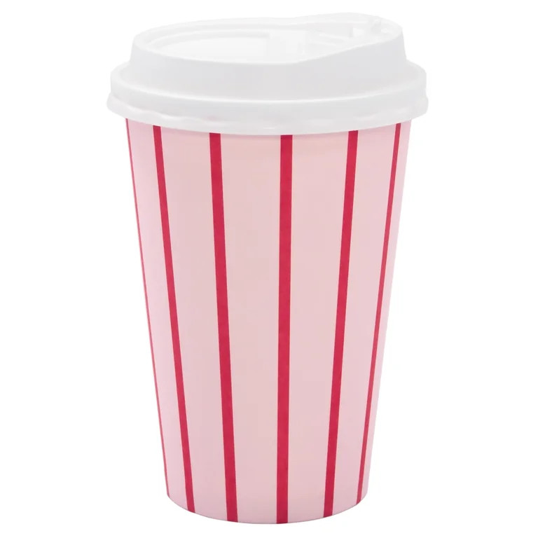 Brightstar Products - Paper Disposable Coffee Cup - Pink and White Stripe - Walmart.com | Walmart (US)
