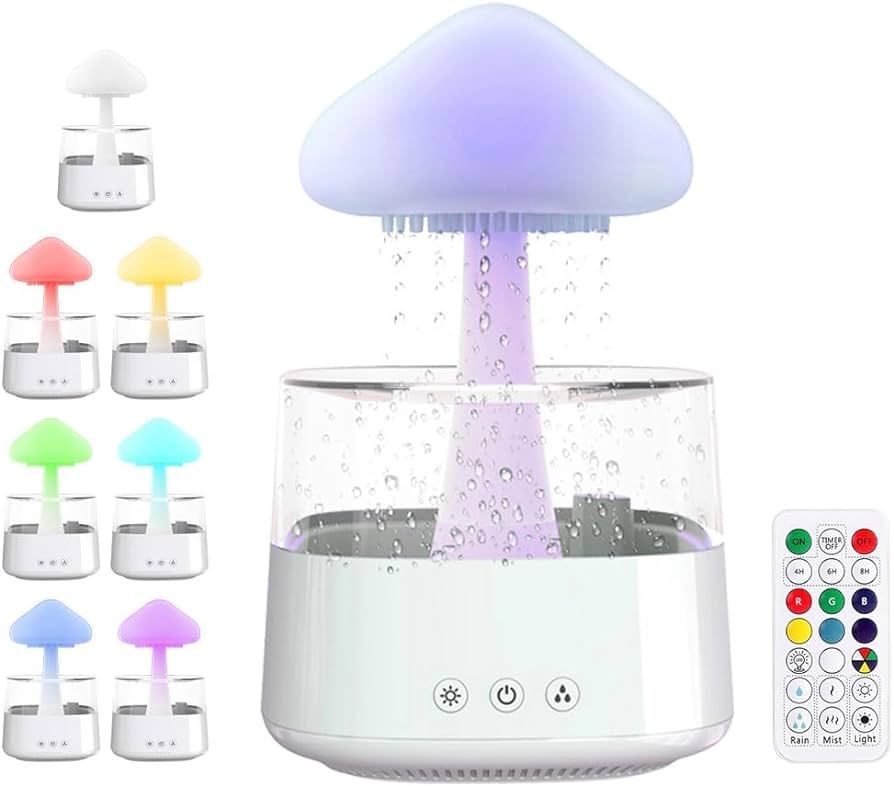 COLORLIFE Raining Cloud Night Light with White Noise Remote Control Desk Fountain Bedside Sleepin... | Amazon (US)