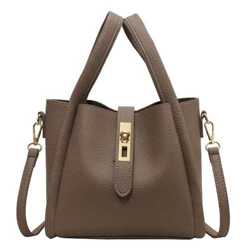 Bucket Bags for Women - Leather Crossbody Bucket Purse Small Handbag Trendy Vintage Shoulder Bag with Small Purse (Grey) | Amazon (US)