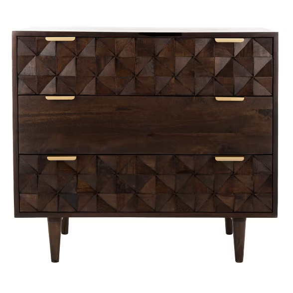 Zinnia 3 Drawer Chest Walnut - Safavieh | Target