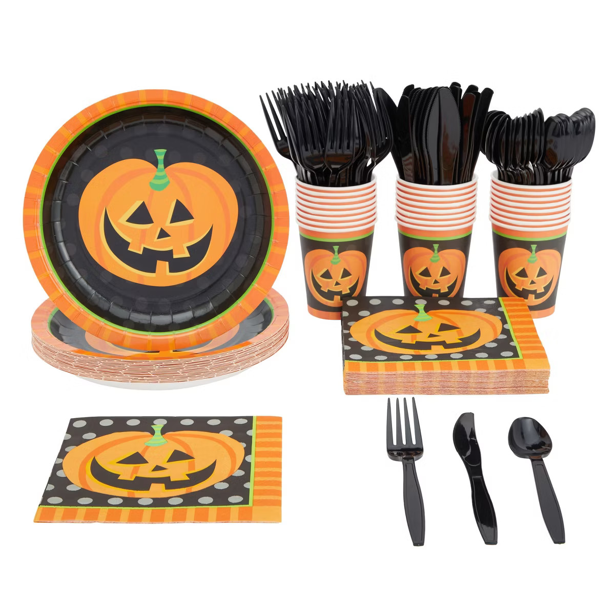 Juvale 144 Piece Halloween Plates and Napkins Party Supplies with Pumpkin Cups and Cutlery, Serve... | Target