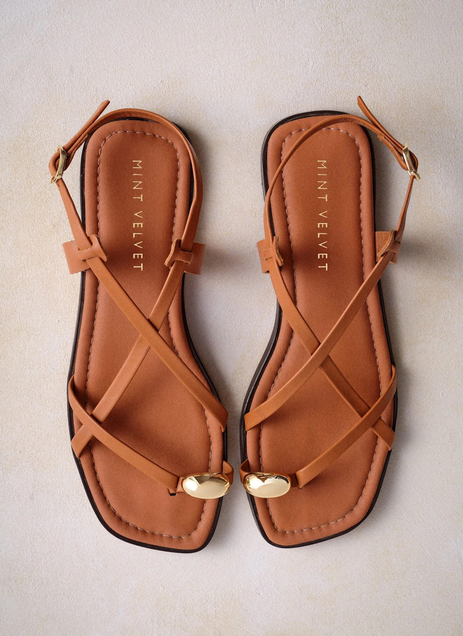 Sofia Tan Leather Strappy Sandals | Mint Velvet