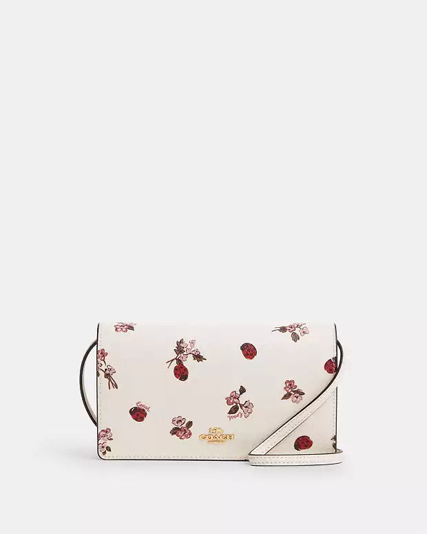 Anna Foldover Clutch Crossbody With Ladybug Floral Print | Coach Outlet US