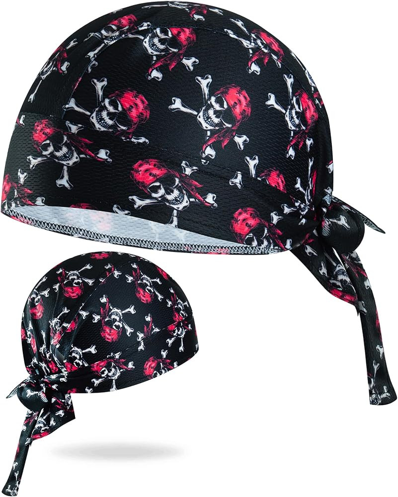 Head Wraps Cycling Caps Dew Rag Skull Caps Beanie Cap Do Rags, Pirate Hats, Doo Rag, Durag Bandan... | Amazon (US)