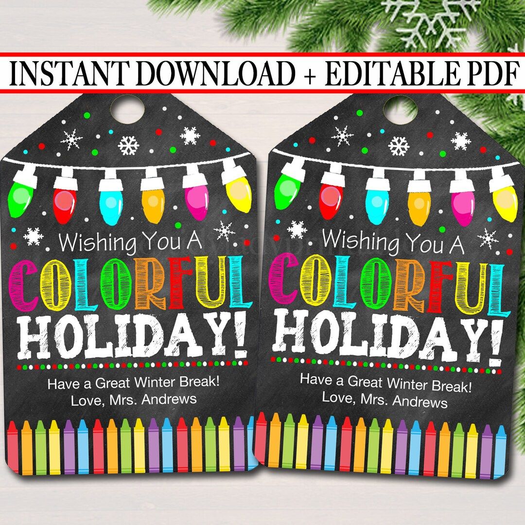 Christmas Gift Tags Colorful Holiday Printable Teacher - Etsy | Etsy (US)