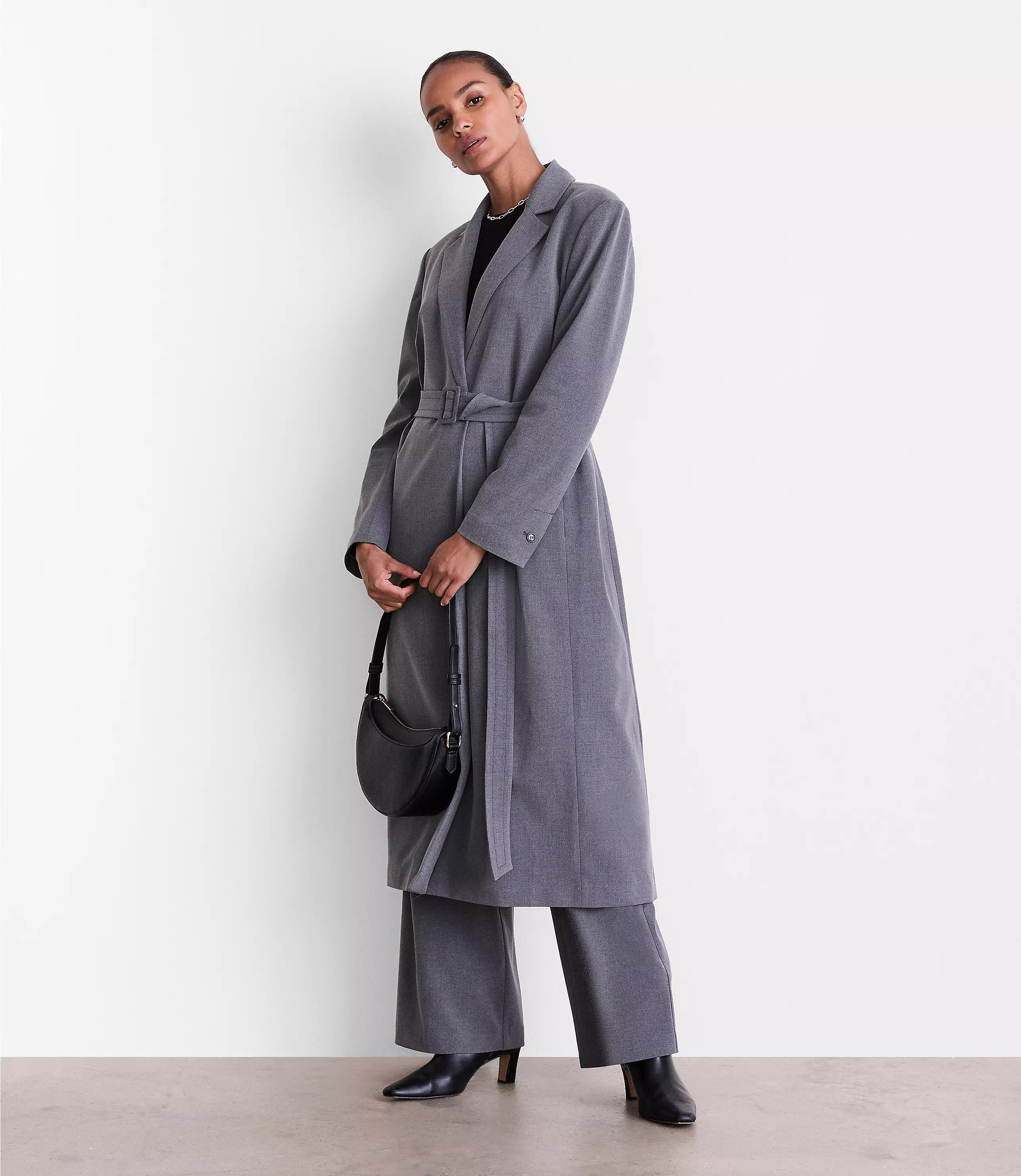 LOFT Versa Seasonless Stretch Belted Coat in Heather | LOFT